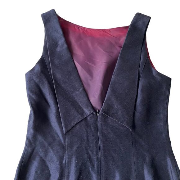 Vintage 1980s Jessica McClintock Sheath Dress V Back with Collar Navy 10 EUC - Picture 9 of 13